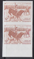 NEW CALEDONIA (1979) Bull Rider. Trial Color Proof Pair. Pouembout Rodeo. Scott No 450, Yvert No 433. - Imperforates, Proofs & Errors