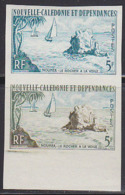 NEW CALEDONIA (1962) Sail Rock. Sailboats. Trial Color Proof Pair. Scott No 320, Yvert No 304. - Non Dentelés, épreuves & Variétés