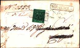94154) ITALIA- MODENA-LETTERA  CON 5.C.Aquila Estense SENZA PUNTO DA MIRANDOLA A CARPI 1855 - Modène
