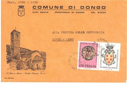 BUSTA COMUNE DI DONGO COMO CON £170 TOSCANA DEI MEDICI NELL'EUROPA - 1971-80: Marcophilia