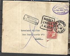 Algérie Lettre Du 110 07 1938 Alger  Intérieur   Retour Parti Sans Laisser D' Adresse ( Verso ) - Cartas & Documentos