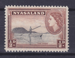 Nyasaland 1953 Mi. 99 A    ½p. QEII. & Nyassasee W. Fischerman Perf. 12, MH* - Nyassaland (1907-1953)