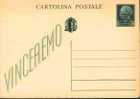 Italia Gennaio 1944   RSI  Cartolina  Postale Vinceremo 15 Cent. - Interi Postali