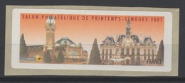 France 2007 Vignette LISA ATM Salon Philatélique De Printemps Limoges SANS Valeur OHNE Wert WITHOUT Value France RARE - 1999-2009 Abgebildete Automatenmarke