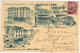 P824 - Quincaillerie Générale Fonder-Burnet Liège Pour Rochetaillée (42) - 10/09/1903 - Werbepostkarten