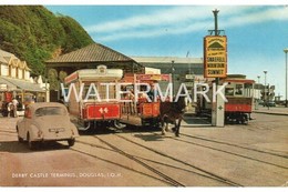 ISLE OF MAN DERBY CASTLE TERMINUS DOUGLAS OLD COLOUR POSTCARD - Isle Of Man