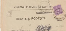 94-AMGOT-Occupazione Alleata Sicilia-Uso 1943-50c-da Lentini A Siracusa - Ocu. Anglo-Americana: Sicilia