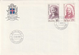 Iceland. 1st Day Cover. 1979. 2 Stamps. Famous Icelanders. Torfhildur Hólm. Ingibjörg H. Bjarnason - Ecrivains