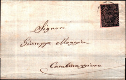 94184) ITALIA-PARMA-15C.ROSA Giglio Borbonico, Stampa Nera Su Carta Colorata DA PARMA A CASAMAGGIORE IL 18-3-1853 - Parme
