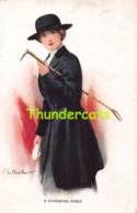 CPA ILLUSTRATEUR C W BARBER  ARTIST SIGNED GLAMOUR CARD LADY WOMAN FEMME - Barber, Court