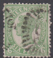 Australia-Queensland  ASC 49 1895-96 6d Green,Mint Hinged, Toned Gum - Nuevos