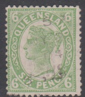 Australia-Queensland  ASC 49 1895-96 6d Green,Mint Hinged, Toned Gum - Ungebraucht