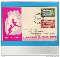 MARCOPHILIE- New Zealand To U S A-Enveloppe-illustrée Enfants Sur Balançoire 1948-health- Stamps- TP N°301-2 - Cartas & Documentos