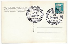 FRANCE - 8F Gandon Cachet Temp."Commémoration Bataille De Chars - Général Leclerc DOMPAIRE Vosges 14 Mai 1950" S/CP - 1945-54 Marianna Di Gandon