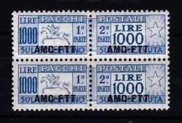 1954 Italia Italy Trieste A  CAVALLINO Coppia 1000 LIRE Azzurro Oltremare MNH**  Pacchi Postali Parcel Post - Postpaketen/concessie