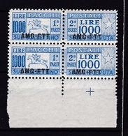 1954 Italia Italy Trieste A  CAVALLINO Coppia 1000 LIRE Azzurro Oltremare MNH**  Pacchi Postali Parcel Post - Paquetes Postales/consigna