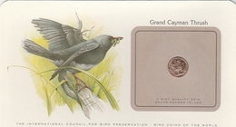 BIRD COINS OF THE WORLD - PIECE D OISEAUX  - 1 - GRAND CAYMAN THRUSH - Merle De Grande Caïman - 1980 - Caraibi Britannici (Territori)