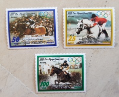 YEMEN Chevaux, Cheval, Horse, Caballo, Hippisme, Olympic Games 84. Série 3 Valeurs ** MNH - Paardensport