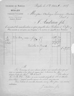 Facture Avec Oblitération SECHERIE DE MORUES BEGLES Commission Consignation ANDRIEU FILS - 1800 – 1899