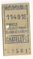 ANCIEN TICKET DE METRO PARIS CHATELET C C269 - Europa