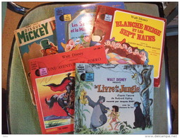 Lot 5 Vinyl 45 Tours  Blanche Neige Zorro Pinocchio Walt Disney Enfantina Disque - Enfants