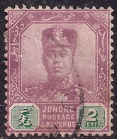 Malaya Johore 1918 - 20 KGV 2ct Purple & Green Used SG 89 ( E1439 ) - Johore