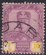Malaya Johore 1922 - 41 KGV 10ct Purple & Yellow Used SG 112 ( F392 ) - Johore