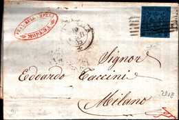 94223) ITALIA-MODENA-LETTERA CON 40C.Aquila Estense DA MODENA A MILANO IL 10-2-1853 - Modène