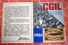 TESSERA CGIL  1961 - Tarjetas De Membresía