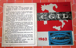 TESSERA CGIL  1962 TORINO - Tarjetas De Membresía