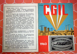 TESSERA CGIL  1963 TORINO - Cartes De Membre