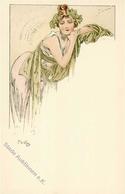 Mucha, Alfons Lady Rests Chin On Hands Design For Menu I-II - Mucha, Alphonse