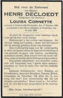 Doodsprentje  *  Decloedt Henri (° Zandvoorde 1861  / + Oostende 1930)  X Cornette Louisa - Religión & Esoterismo