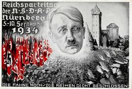 REICHSPARTEITAG NÜRNBERG 1934 WK II - Seltene Propagandakarte -DIE FAHNE HOCH - DIE REIHEN DICHT GESCHLOSSEN- Mit S-o -  - Guerra 1939-45