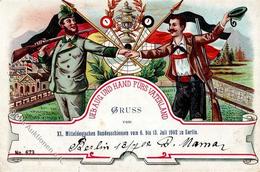 Berlin (1000) XX. Mitteldeutsches Bundesschießen Vom 6. Bis 13. Juli 1902 Tracht Lithographie II- (kleiner Riss) - Otros & Sin Clasificación