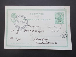 Bulgarien 1911 Ganzsache Nach Nürnberg Gesendet Rückseitig Gedruckt: Bantcho Chr. Kasadji Lovetch (Bulgarie) - Cartas
