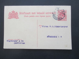 Niederlande 1915 Ganzsache / Doppelkarte Amsterdam - Nürnberg Bestellung Von Bleistifthalter Mit Handgemalter Skizze - Cartas & Documentos