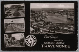 Lübeck Travemünde - S/w Mehrbildkarte 9 - Luebeck-Travemuende