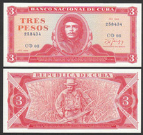 CUBA : 3 Pesos  1988 - P107 -  Che Guevara  -  UNC - Cuba