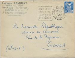 LETTRE OBLITERATION DAGUIN -  GRAND PRESSIGNY - MUSEE PRE- HISTORIQUE ET CHATEAU - 1954 - Mechanical Postmarks (Other)