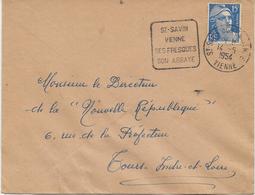 LETTRE OBLITERATION DAGUIN -  ST SAVIN -VIENNE -SES FRESQUES SON ABBAYE - ANNEE 1954 - Annullamenti Meccaniche (Varie)