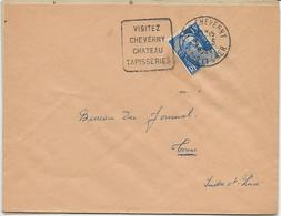 LETTRE OBLITERATION DAGUIN -  COUR CHEVERNY -"VISITEZ CHEVERNY -CHATEAU TAPISSERIES- ANNEE 1954 - Maschinenstempel (Sonstige)