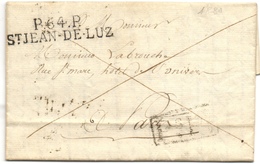 Marque Saint Jean De Luz Port Payé 1820 TB Pour Paris - 1801-1848: Voorlopers XIX