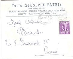 1966 £40 EUROPA BUSTA DITTA GIUSEPPE PATRIS RICAMI BANDIERE MARINA ITALIANA RICAMI SPORTIVI GENOVA - 1966