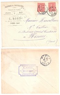 VIENNE Isère Lettre Entête Draperie Velours Coupons Tissus ROUX 10c Semeuse Lignée Yv 129 Ob 1907 Marque Dateur Verso - Covers & Documents