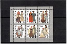 Latvia 1993 .   Costumes '93. Sheetlet Of 6v:5,10,20,50,100,500s.    Michel # BL3(351-56) - Letonia