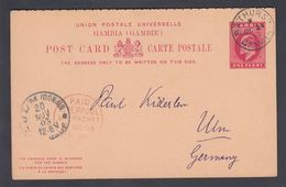 1903. GAMBIA. POST CARD Double Edward VII ONE PENNY + ONE PENNY REPLY To Ulm, Germany... () - JF324071 - Gambie (...-1964)