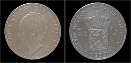 Netherlands Wilhelmina I 2 1/2 Gulden(rijksdaalder)1930 - 2 1/2 Gulden