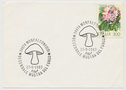 ITALIE - Sur Carton Simple, Timbre Et Oblitération "Champignon" 1983 - Mushrooms