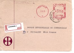 BELGIQUE / RECOMMANDE 1975 De COURTRAI Vers La France/ DEFAUT : Face Arrière Manquante !! Offre OK +++ - 1960-1979